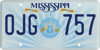 MS license plate OJG757
