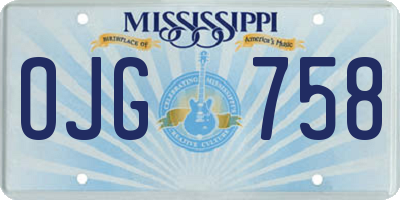 MS license plate OJG758