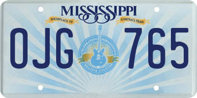 MS license plate OJG765