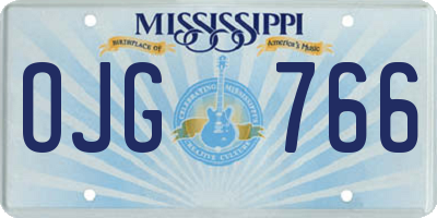MS license plate OJG766