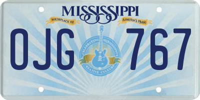 MS license plate OJG767