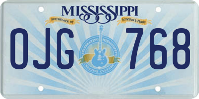 MS license plate OJG768