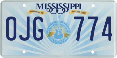 MS license plate OJG774