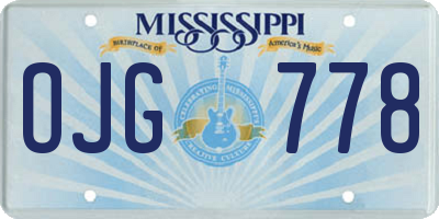 MS license plate OJG778