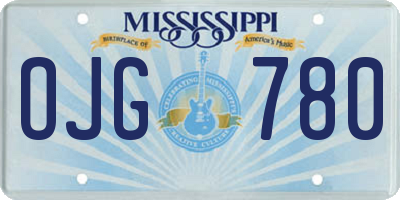MS license plate OJG780