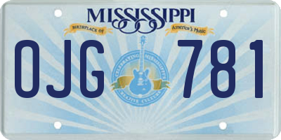 MS license plate OJG781