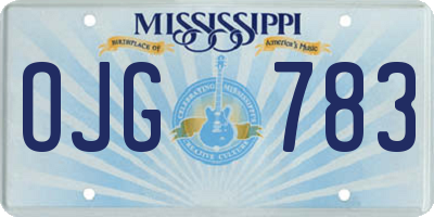 MS license plate OJG783