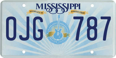 MS license plate OJG787
