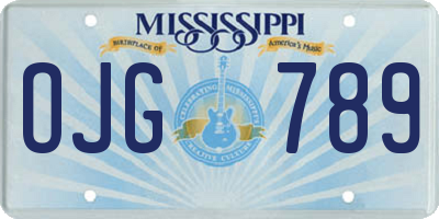 MS license plate OJG789