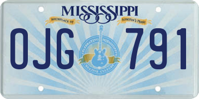 MS license plate OJG791