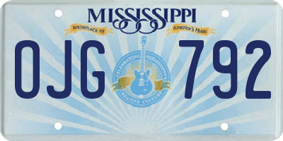 MS license plate OJG792