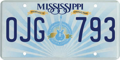 MS license plate OJG793