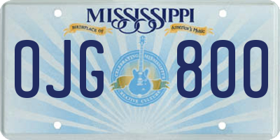 MS license plate OJG800