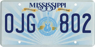 MS license plate OJG802