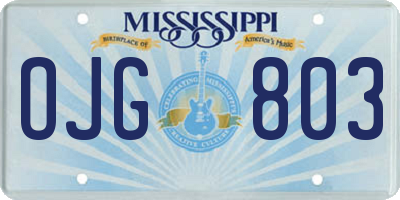 MS license plate OJG803