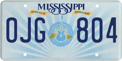 MS license plate OJG804