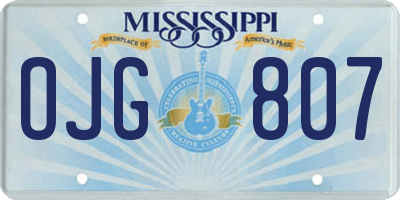 MS license plate OJG807