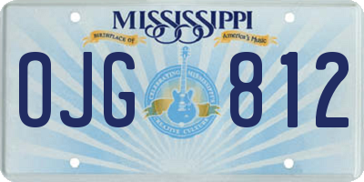 MS license plate OJG812