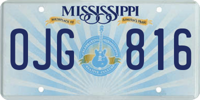MS license plate OJG816