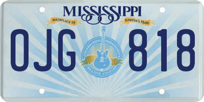 MS license plate OJG818