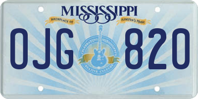MS license plate OJG820
