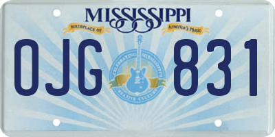 MS license plate OJG831