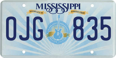 MS license plate OJG835