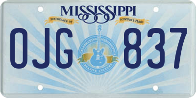 MS license plate OJG837