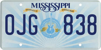 MS license plate OJG838