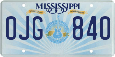 MS license plate OJG840