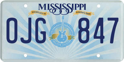 MS license plate OJG847