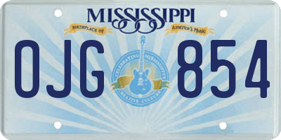 MS license plate OJG854