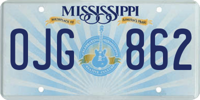 MS license plate OJG862