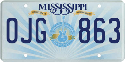 MS license plate OJG863