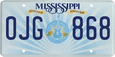 MS license plate OJG868