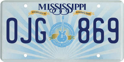 MS license plate OJG869