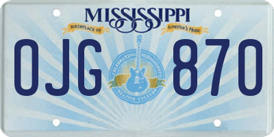 MS license plate OJG870