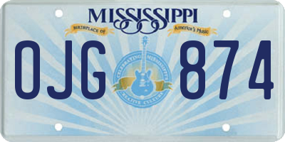 MS license plate OJG874