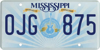 MS license plate OJG875