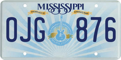 MS license plate OJG876