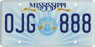 MS license plate OJG888