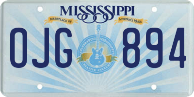 MS license plate OJG894