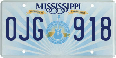 MS license plate OJG918