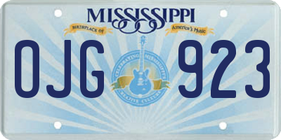MS license plate OJG923
