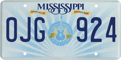 MS license plate OJG924