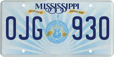 MS license plate OJG930
