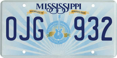 MS license plate OJG932