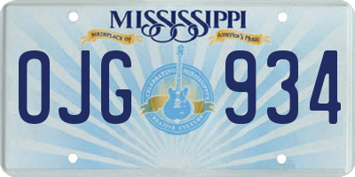 MS license plate OJG934