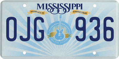 MS license plate OJG936