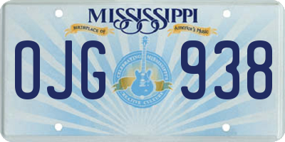 MS license plate OJG938